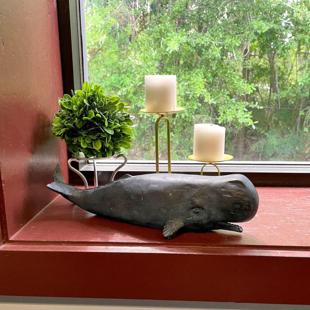 Sperm Whale Statue 15in Hand-Painted Resin Ocean Marine Decor Coastal Sculpture - Picture 6 of 9